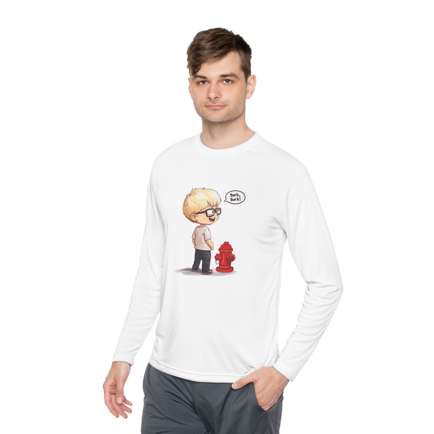 Unisex Lightweight Long Sleeve Tee (Bark Bark)
