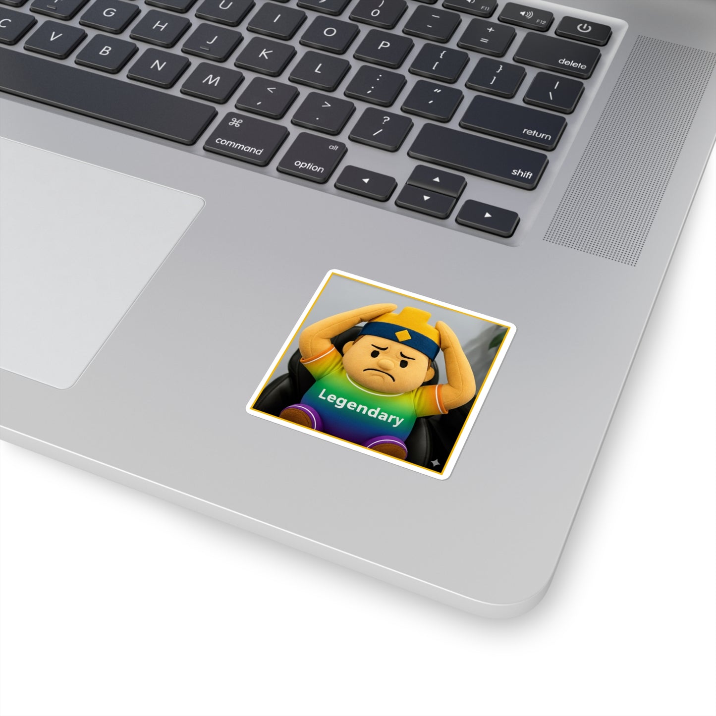 Legendary Plush Character Sticker — Square Vinyl Laptop Decal (CLASH)