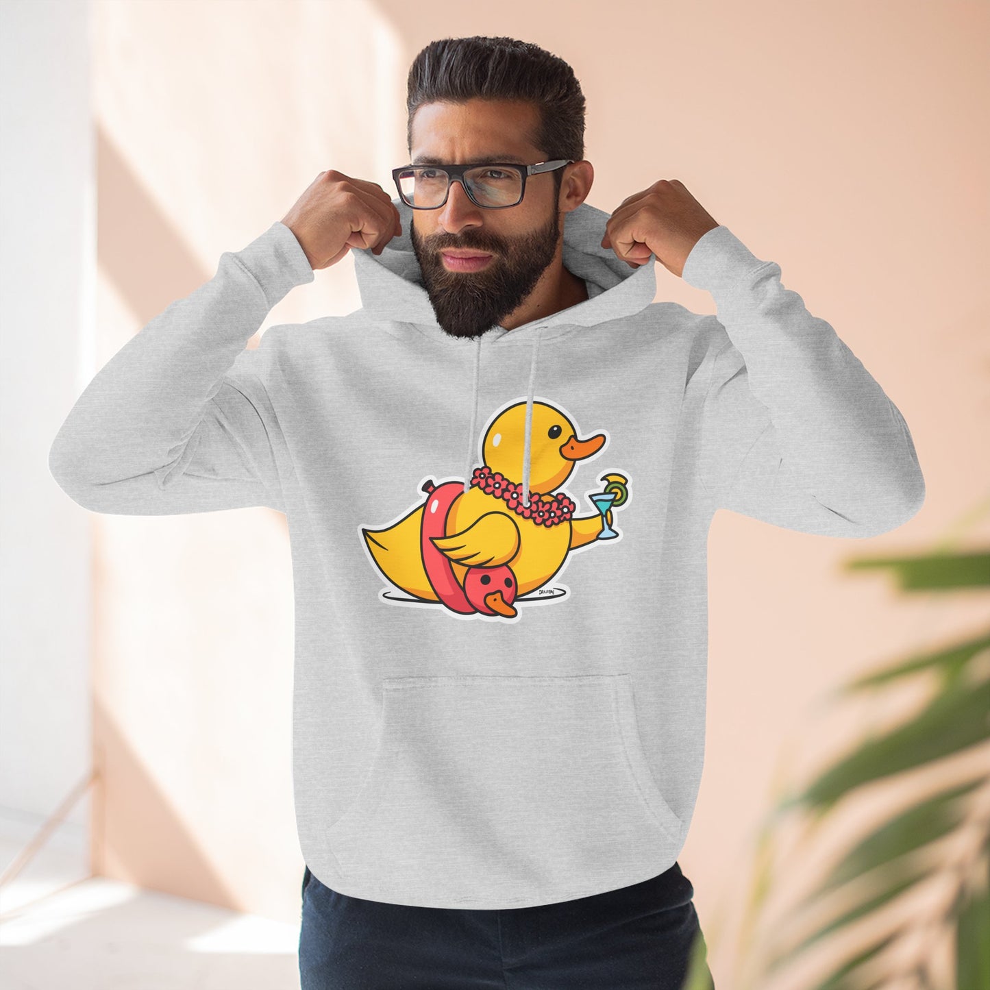 Three-Panel Fleece Hoodie (Tropical Duck)