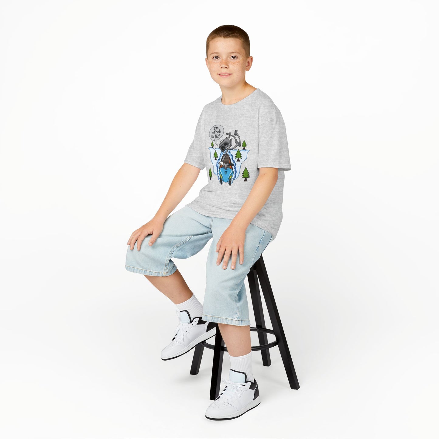 Kids Heavy Cotton T-Shirt (I'm not made for this - Snowmobiler)