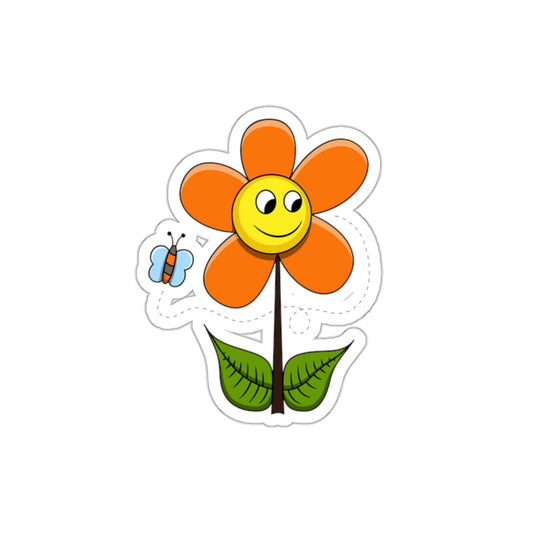 Die-Cut Stickers | Vibrant Art for Personalization (Flower & Butterfly with face)