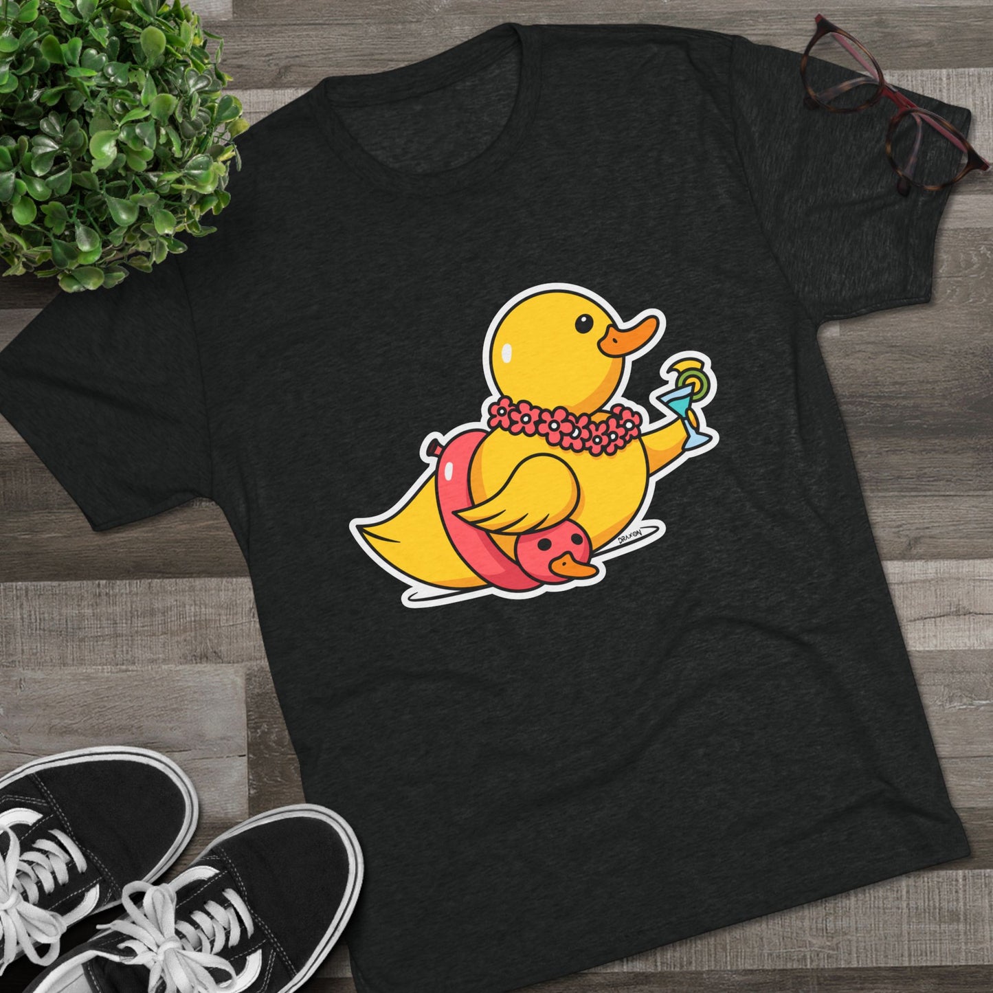 Unisex Tri-Blend Crew Tee (Tropical Duck)