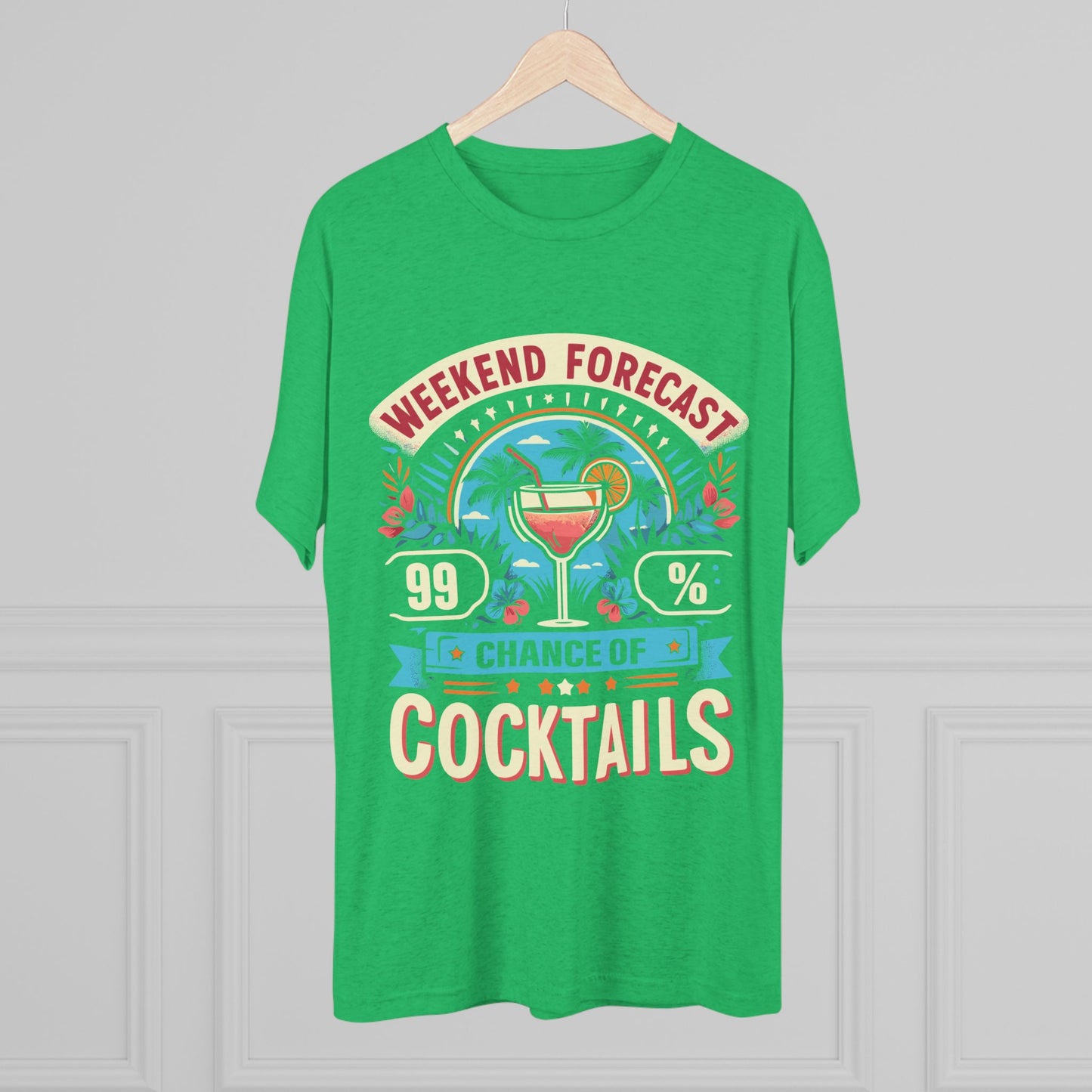 Unisex Tri-Blend Crew Tee (99% Chance of Cocktails)