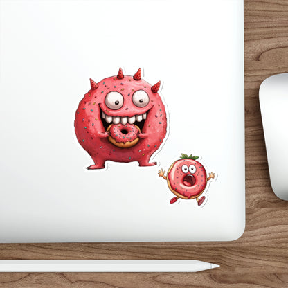 Die-Cut Stickers | Vibrant Art for Personalization (Donut Monster eating Donut)