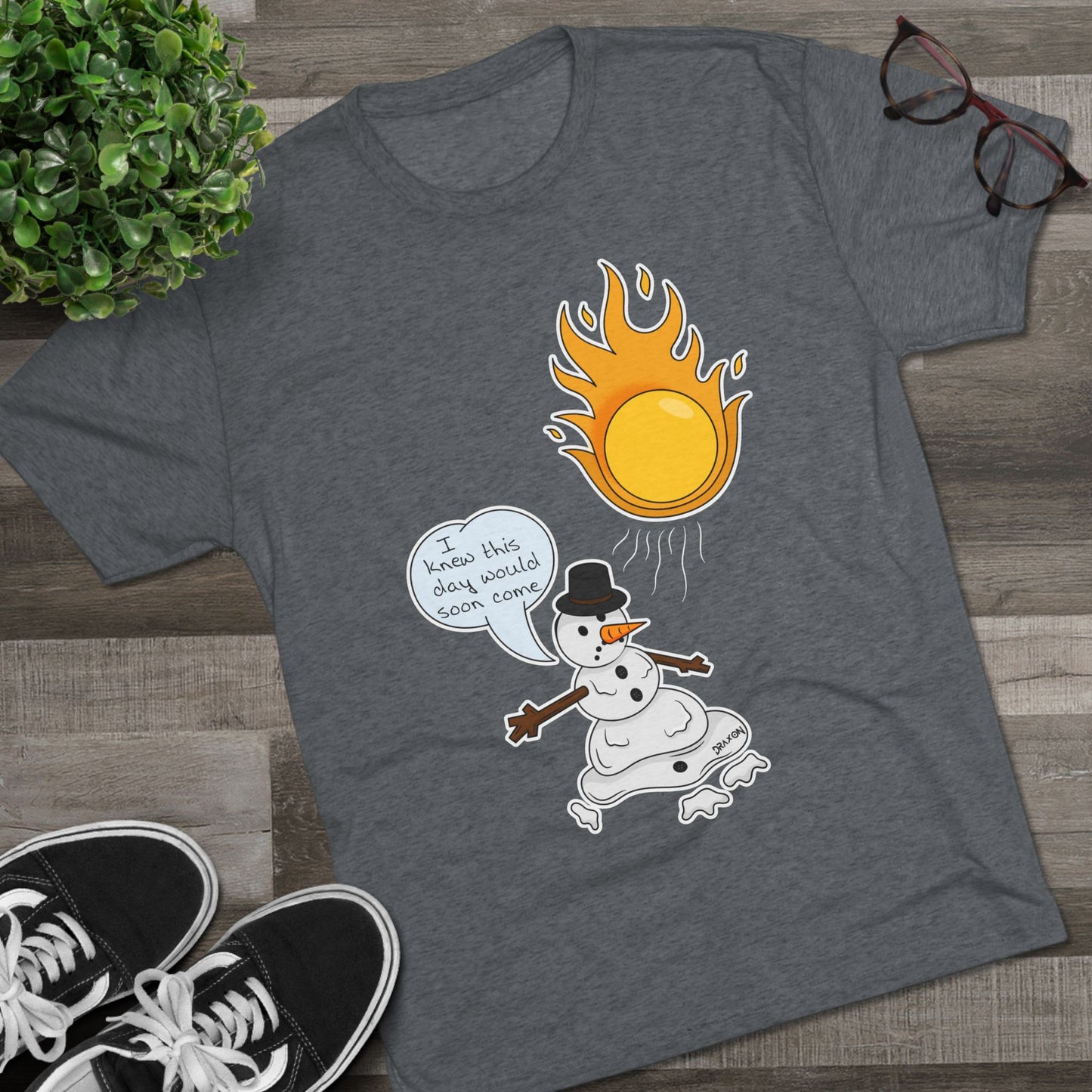 Unisex Tri-Blend Crew Tee (Melting Snowman)