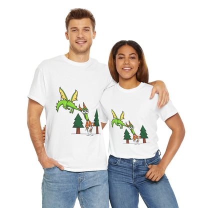 Unisex Heavy Cotton Tee (Flaming Dragon)