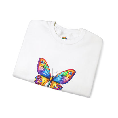 Unisex Heavy Blend™ Crewneck Sweatshirt (Colorful Butterfly)