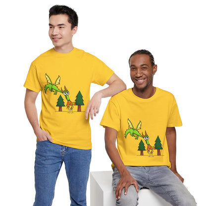 Unisex Heavy Cotton Tee (Flaming Dragon)