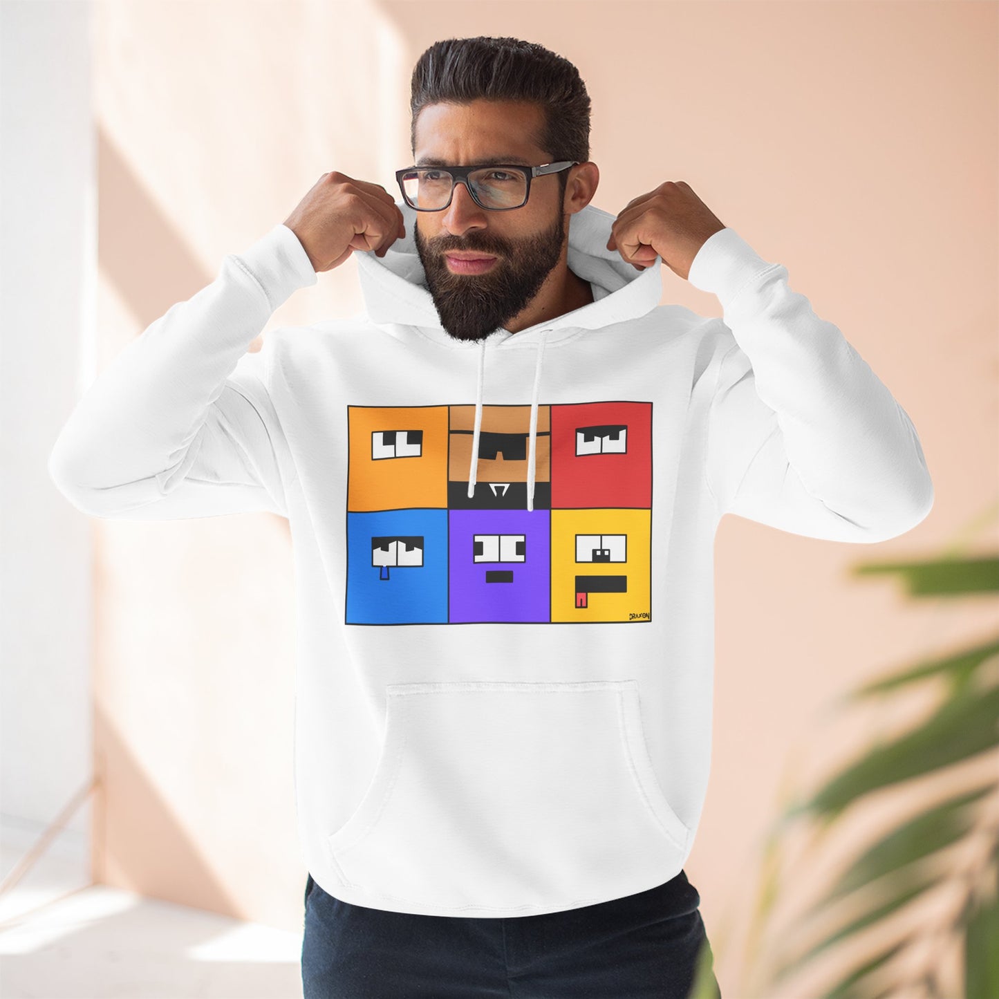 Three-Panel Fleece Hoodie (Emotion Blocks)