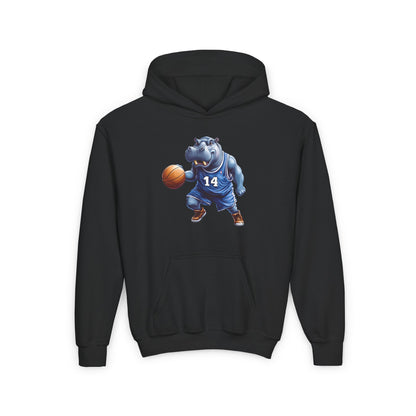 Youth Heavy Blend Hooded Sweatshirt (Hippo Baller)