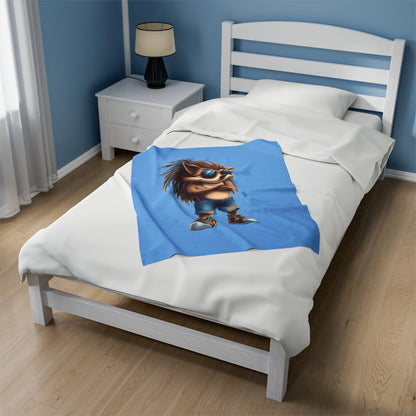 Velveteen Plush Blanket (Cool Hedgehog)