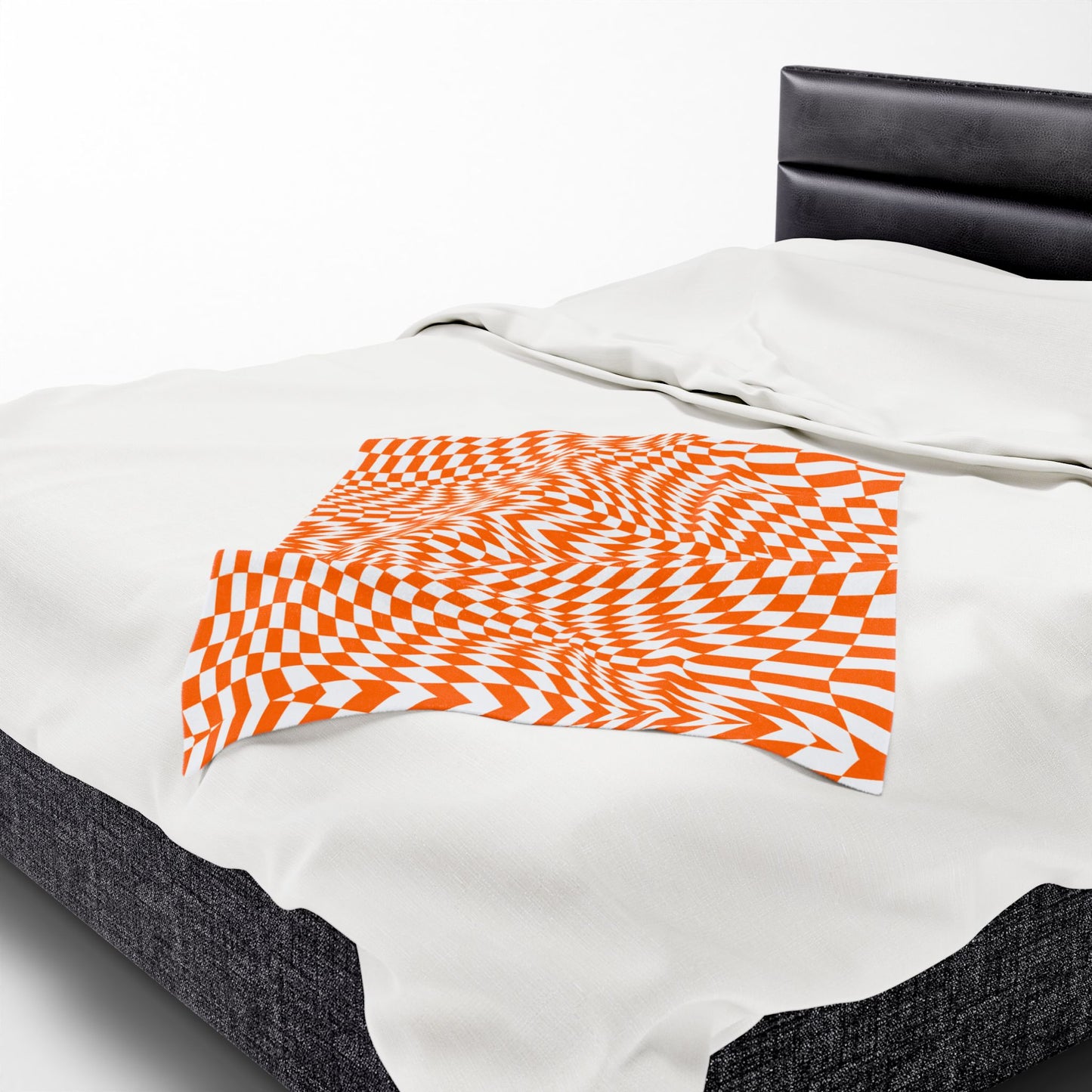 Velveteen Plush Blanket (Orange Pixels)