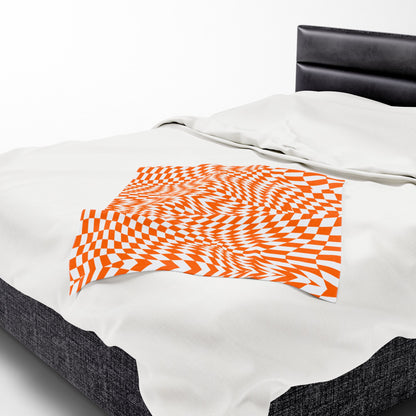 Velveteen Plush Blanket (Orange Pixels)