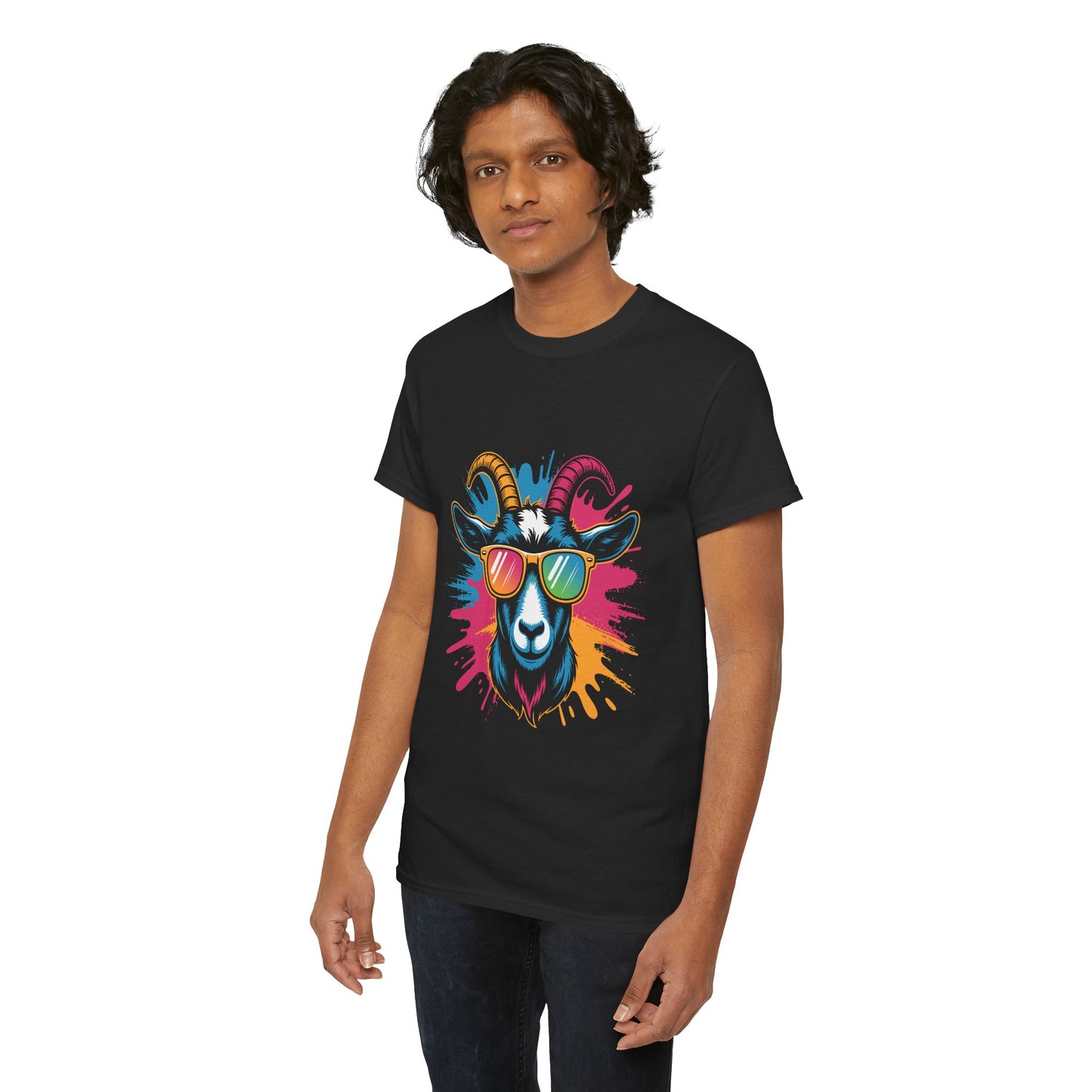 Unisex Heavy Cotton Tee (Colorful Goat)