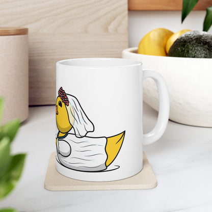 White Ceramic Mug 11oz & 15oz (Wedding Ducks)