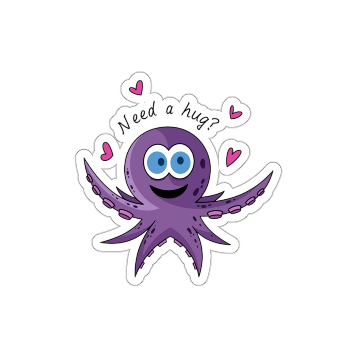 Die-Cut Stickers | Vibrant Art for Personalization (Octopus Hug)