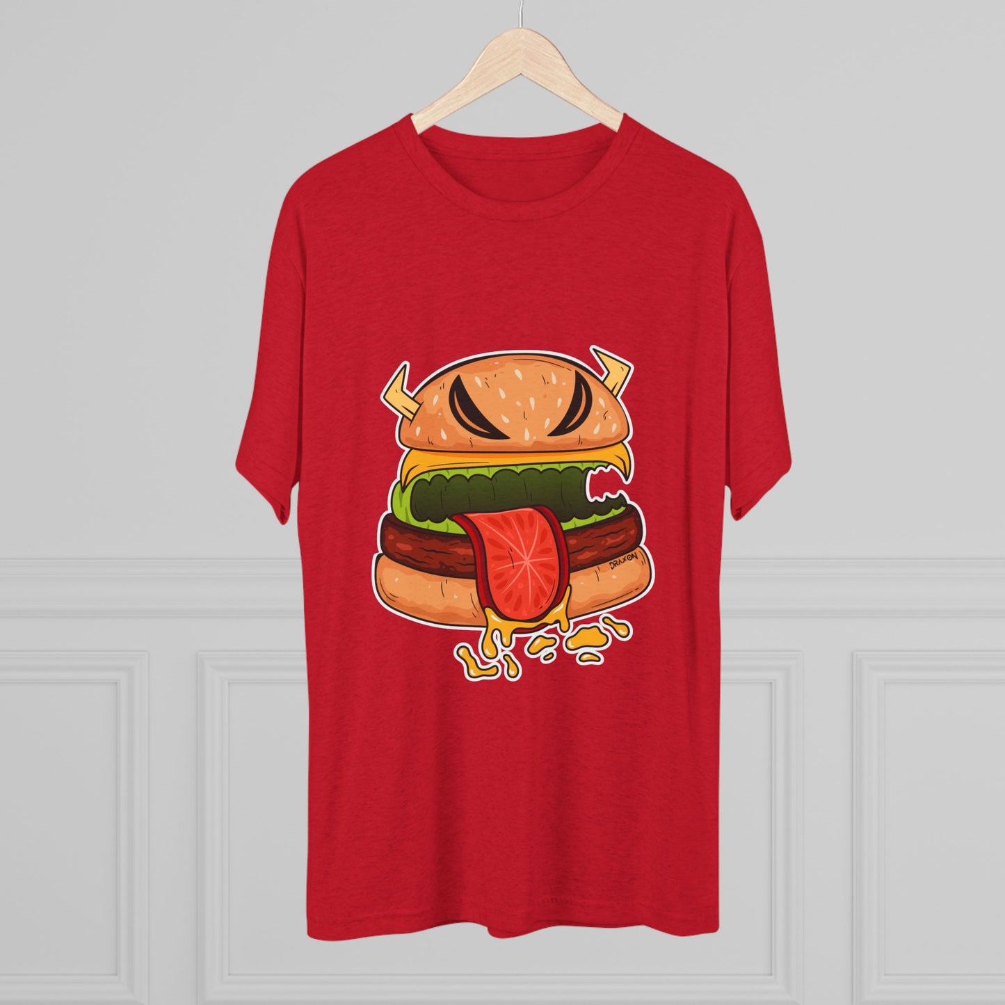 Unisex Tri-Blend Crew Tee (Cheeseburger Monster)