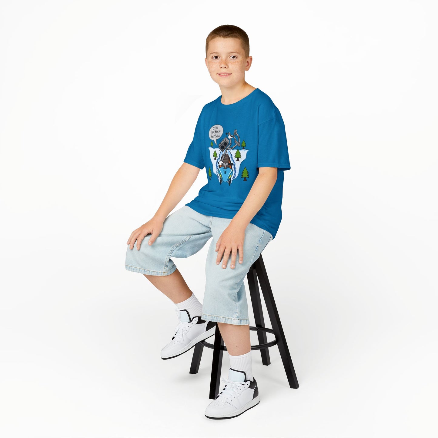 Kids Heavy Cotton T-Shirt (I'm not made for this - Snowmobiler)