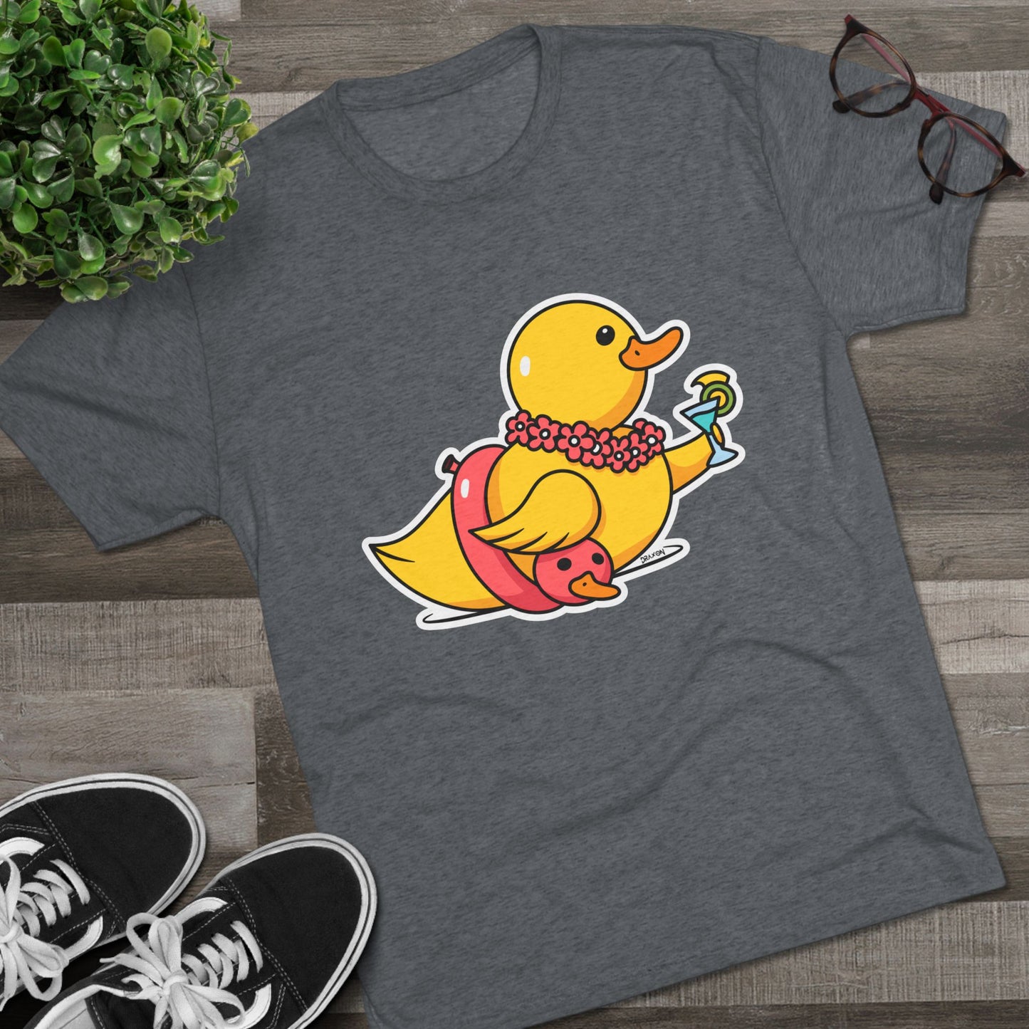 Unisex Tri-Blend Crew Tee (Tropical Duck)