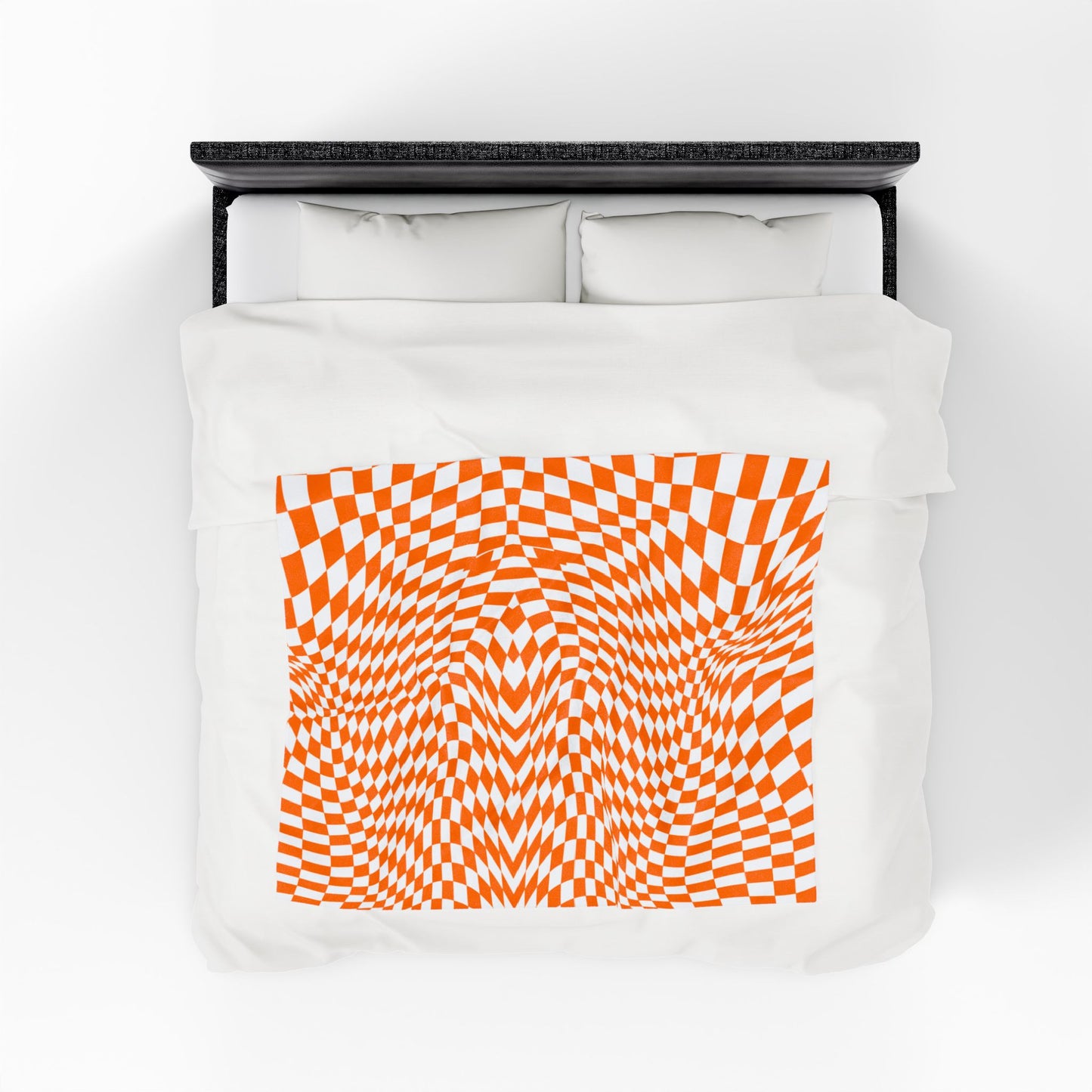 Velveteen Plush Blanket (Orange Pixels)
