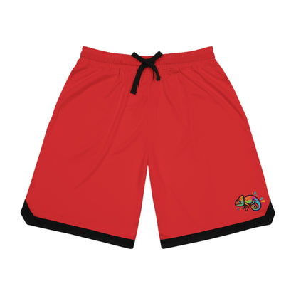 Red Basketball Rib Shorts (AOP)