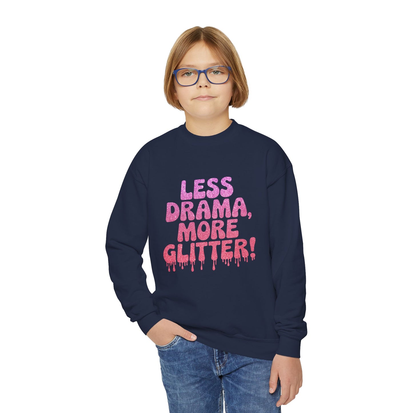 Youth Crewneck Sweatshirt (Less Drama, More Glitter)