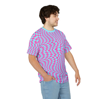 Unisex Cut & Sew Tee (Aqua-Pink Pixels)