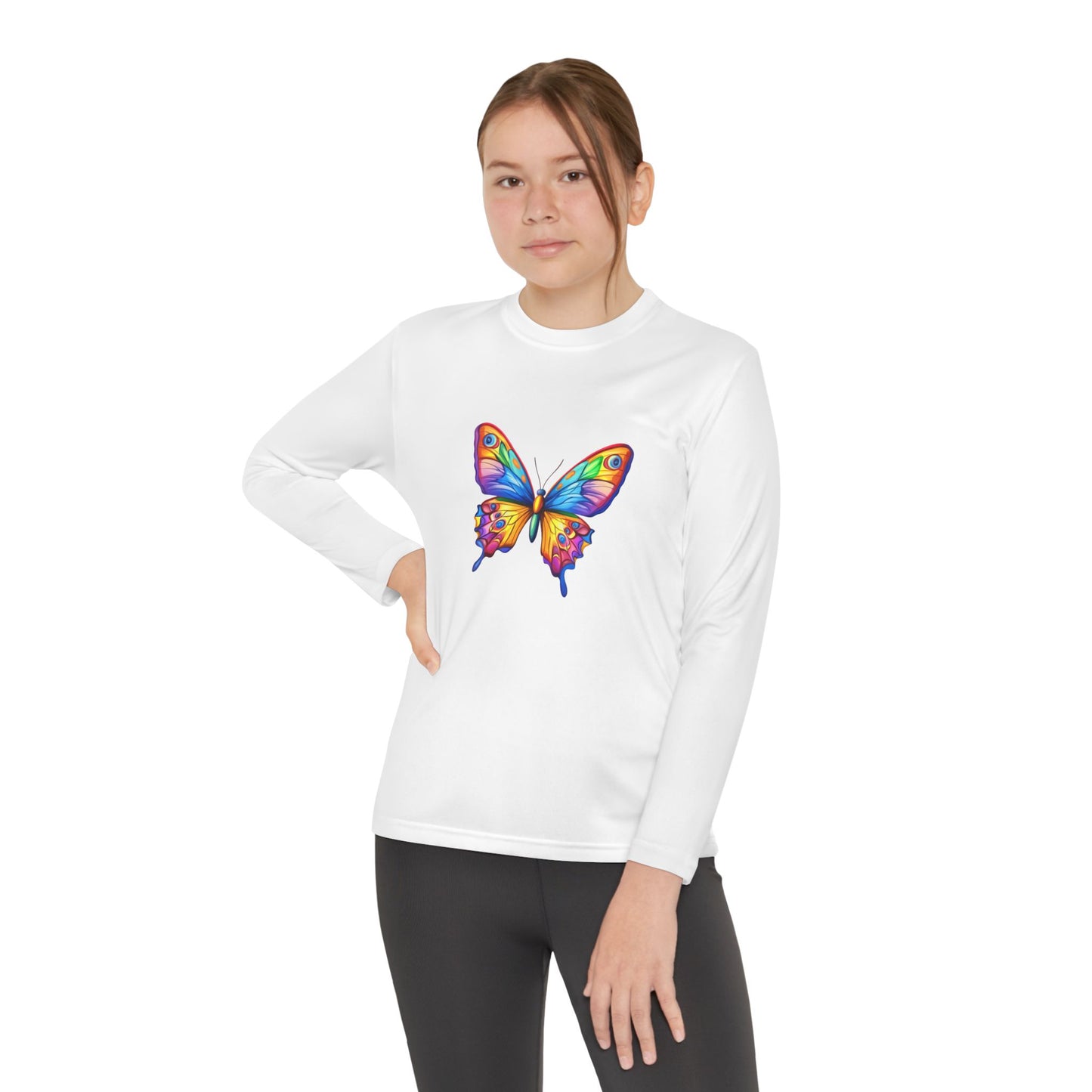 Youth Long Sleeve Competitor Tee (Colorful Butterfly)