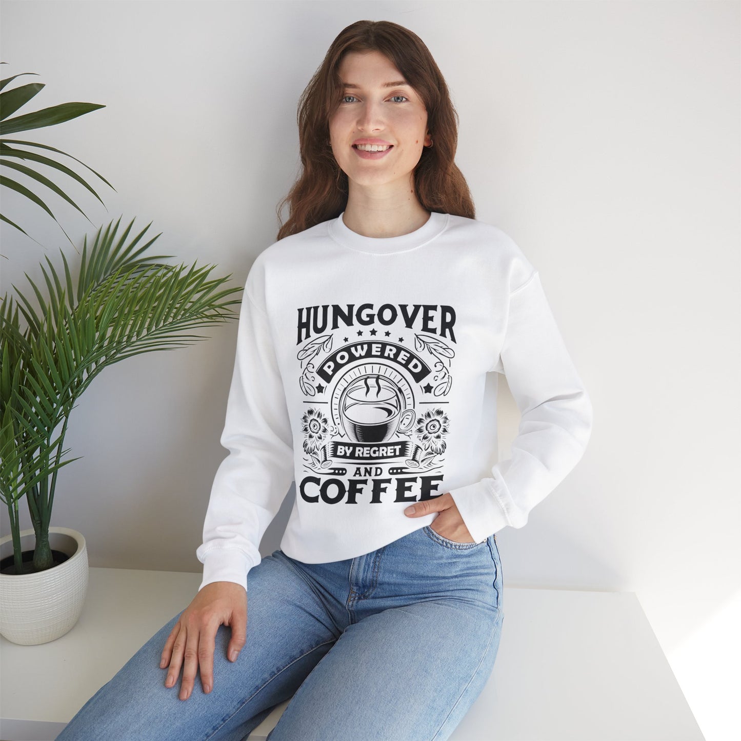 Unisex Heavy Blend™ Crewneck Sweatshirt (Hungover - Powered by Coffee)