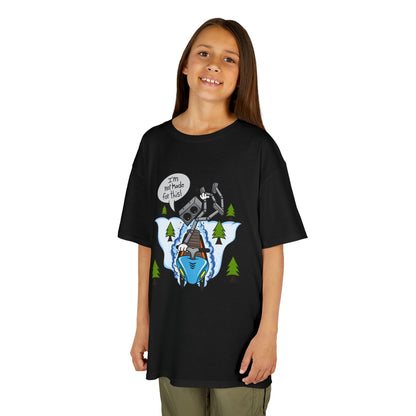 Kids Heavy Cotton T-Shirt (I'm not made for this - Snowmobiler)