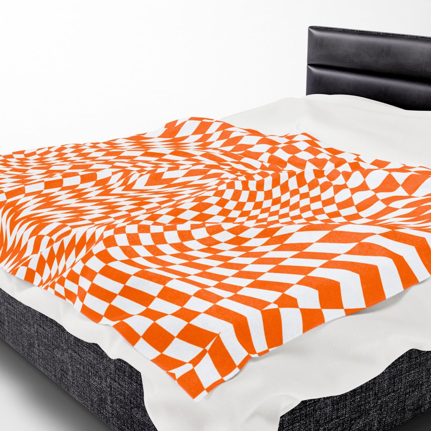 Velveteen Plush Blanket (Orange Pixels)