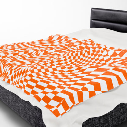 Velveteen Plush Blanket (Orange Pixels)