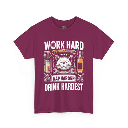 Unisex Heavy Cotton Tee (Work, Nap & Drink Hard)