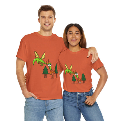 Unisex Heavy Cotton Tee (Flaming Dragon)