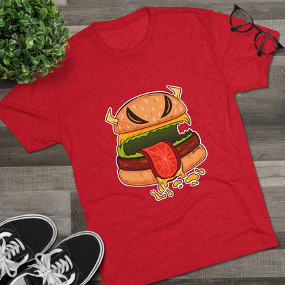 Unisex Tri-Blend Crew Tee (Cheeseburger Monster)