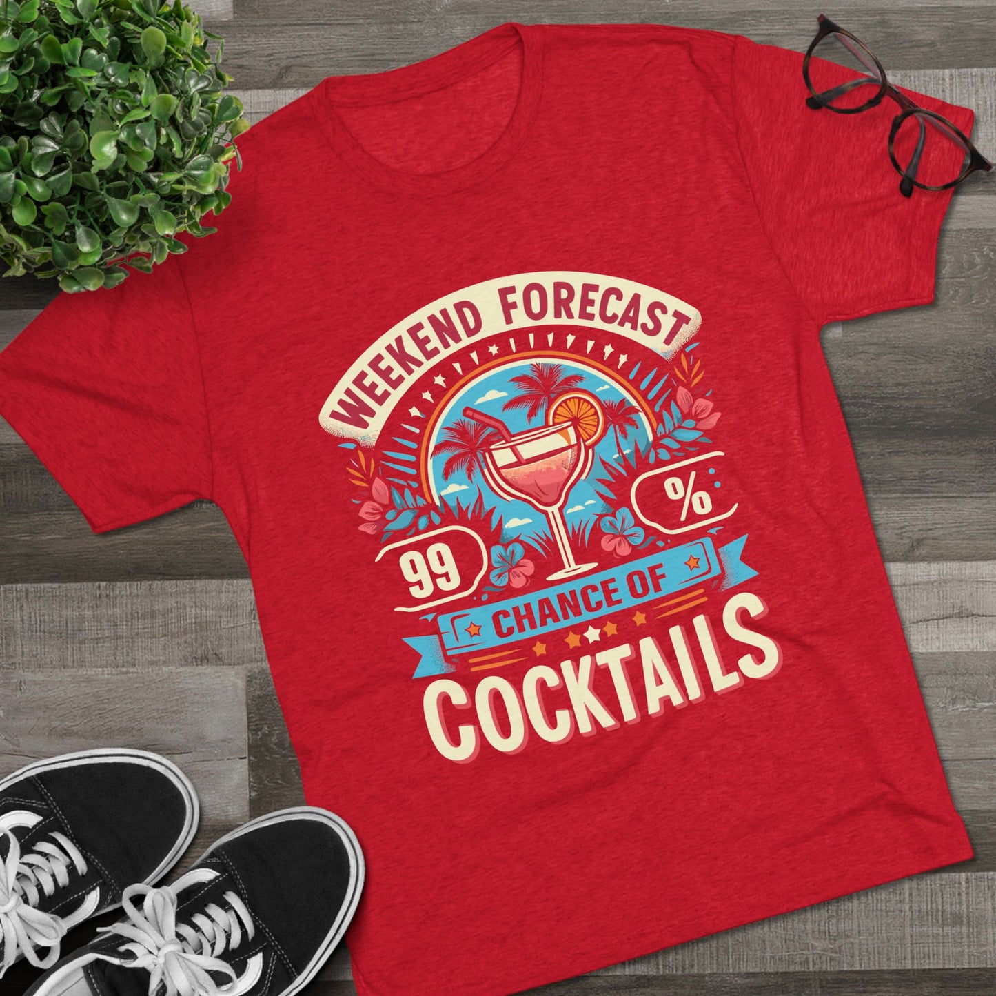 Unisex Tri-Blend Crew Tee (99% Chance of Cocktails)