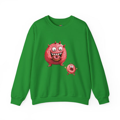 Unisex Heavy Blend™ Crewneck Sweatshirt (Donut Monster eating Donut)