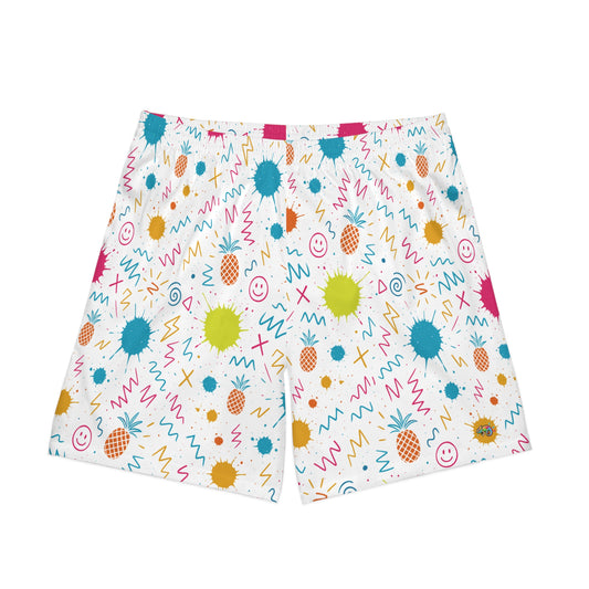Men's Elastic Beach Shorts - Pineapple Scribble (DC Logo)