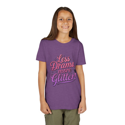 Youth Short Sleeve Tee (Less Drama, More Glitter) Fun T-shirt for Kids