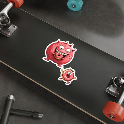 Die-Cut Stickers | Vibrant Art for Personalization (Donut Monster eating Donut)