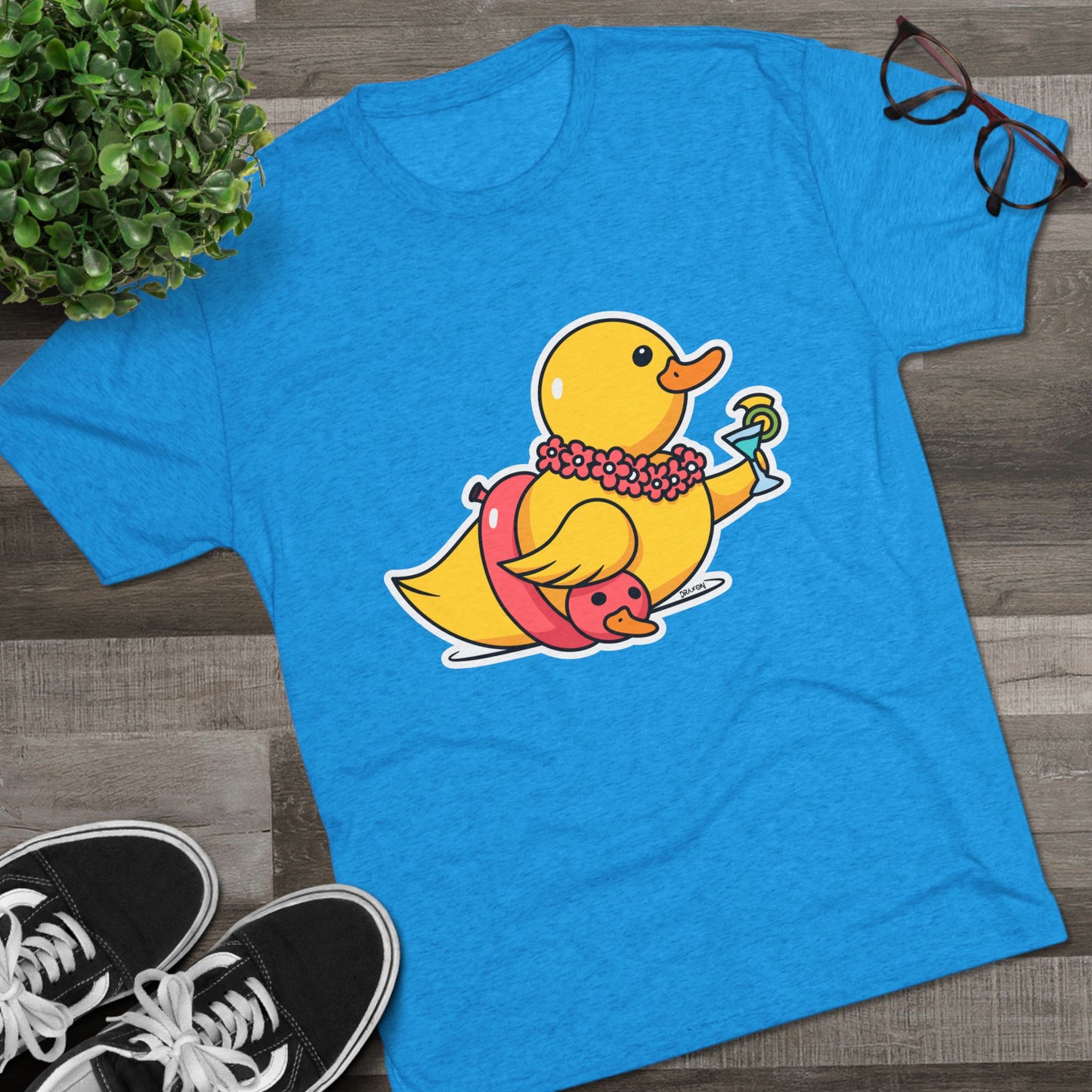 Unisex Tri-Blend Crew Tee (Tropical Duck)