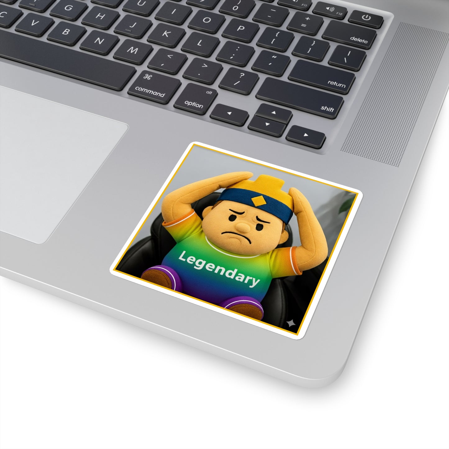 Legendary Plush Character Sticker — Square Vinyl Laptop Decal (CLASH)