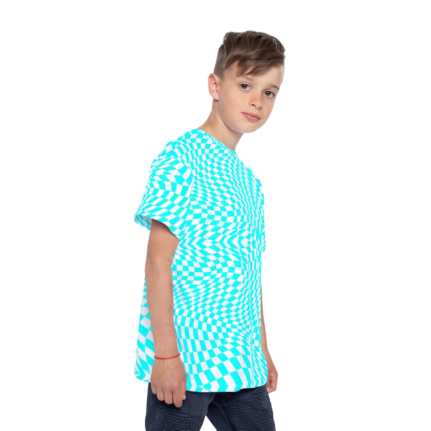 Kids Sports Jersey (Cyan Pixels)
