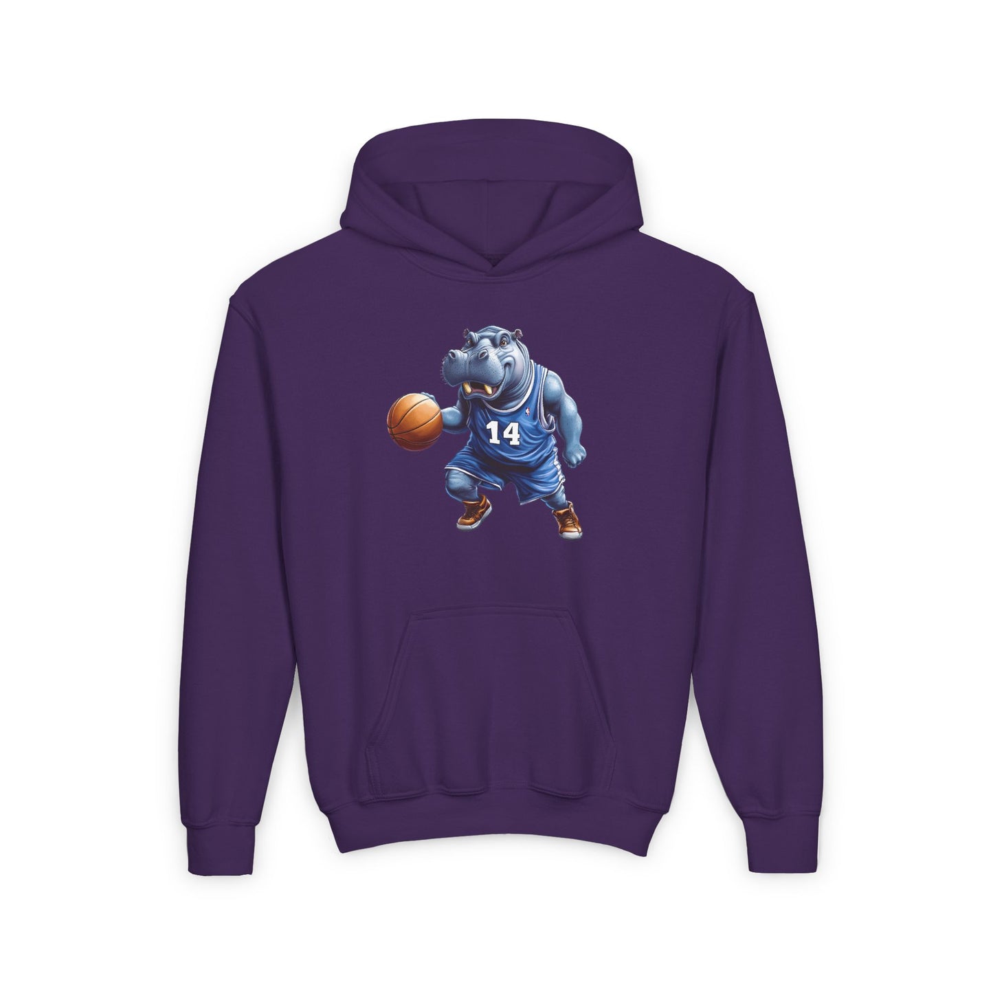 Youth Heavy Blend Hooded Sweatshirt (Hippo Baller)