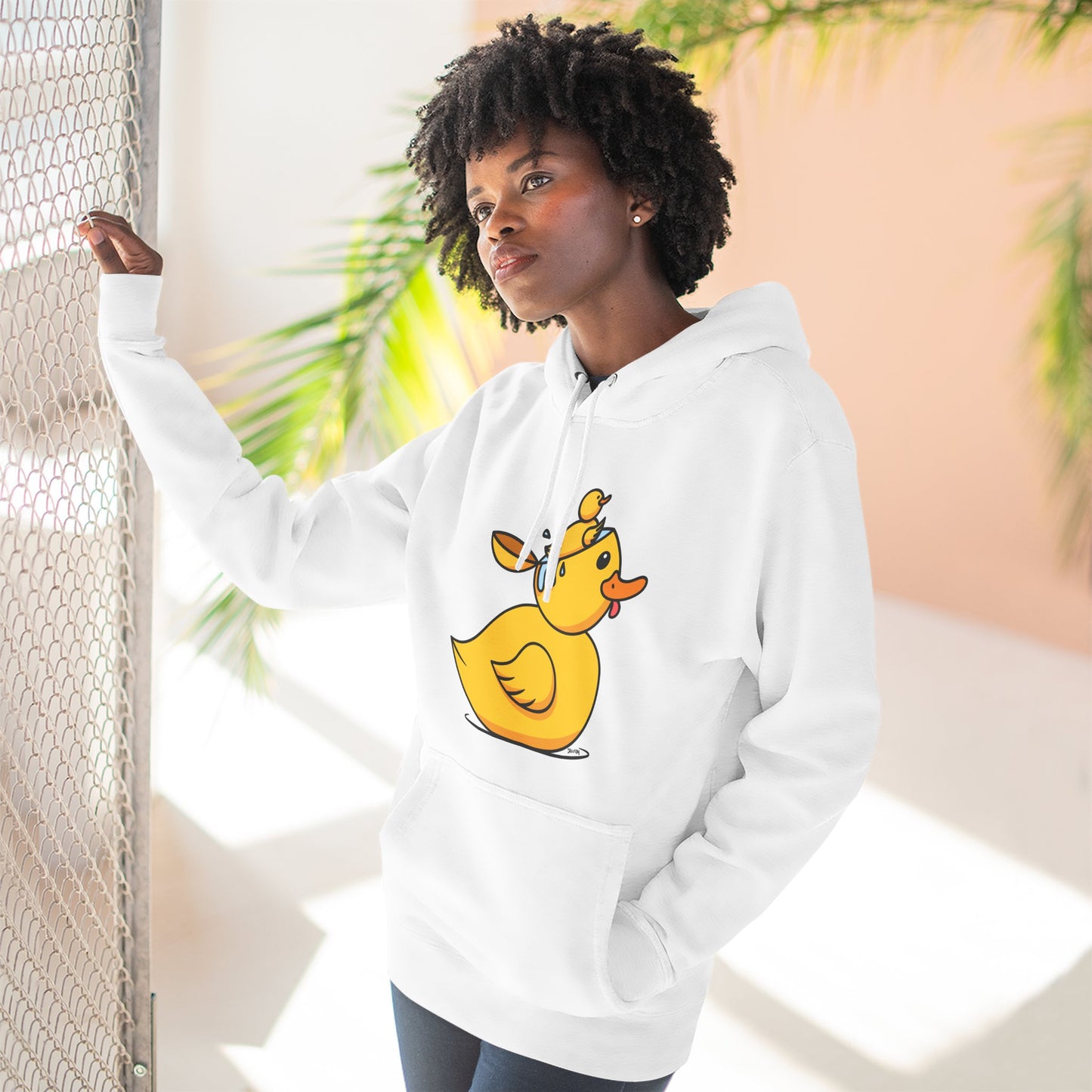 Three-Panel Fleece Hoodie (Duck Bird Brain)