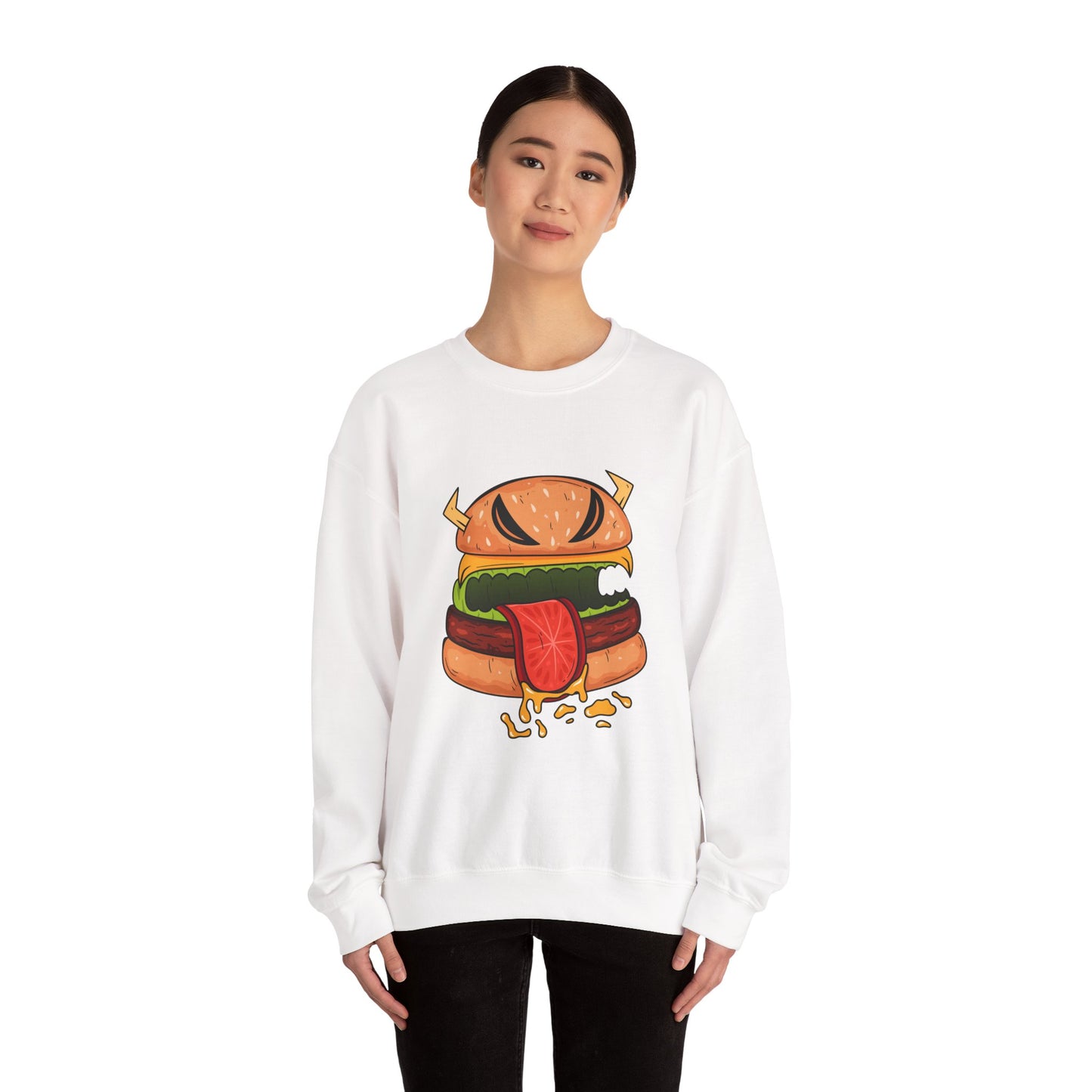 Unisex Heavy Blend™ Crewneck Sweatshirt (Cheeseburger Monster)