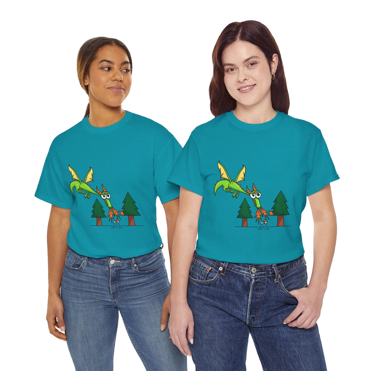 Unisex Heavy Cotton Tee (Flaming Dragon)