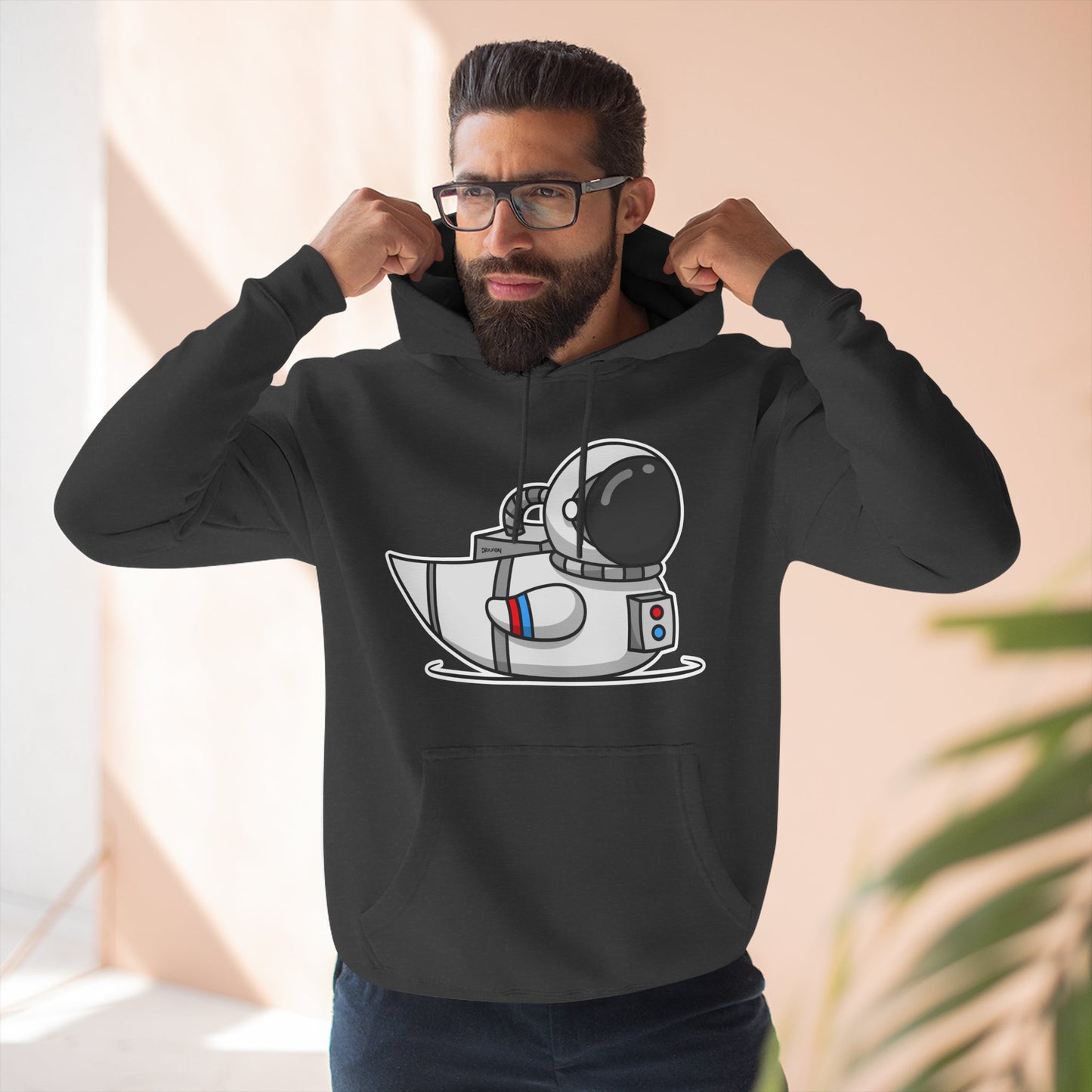 Three-Panel Fleece Hoodie (Astronaut Duck)