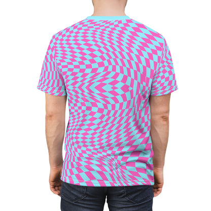 Unisex Cut & Sew Tee (Aqua-Pink Pixels)