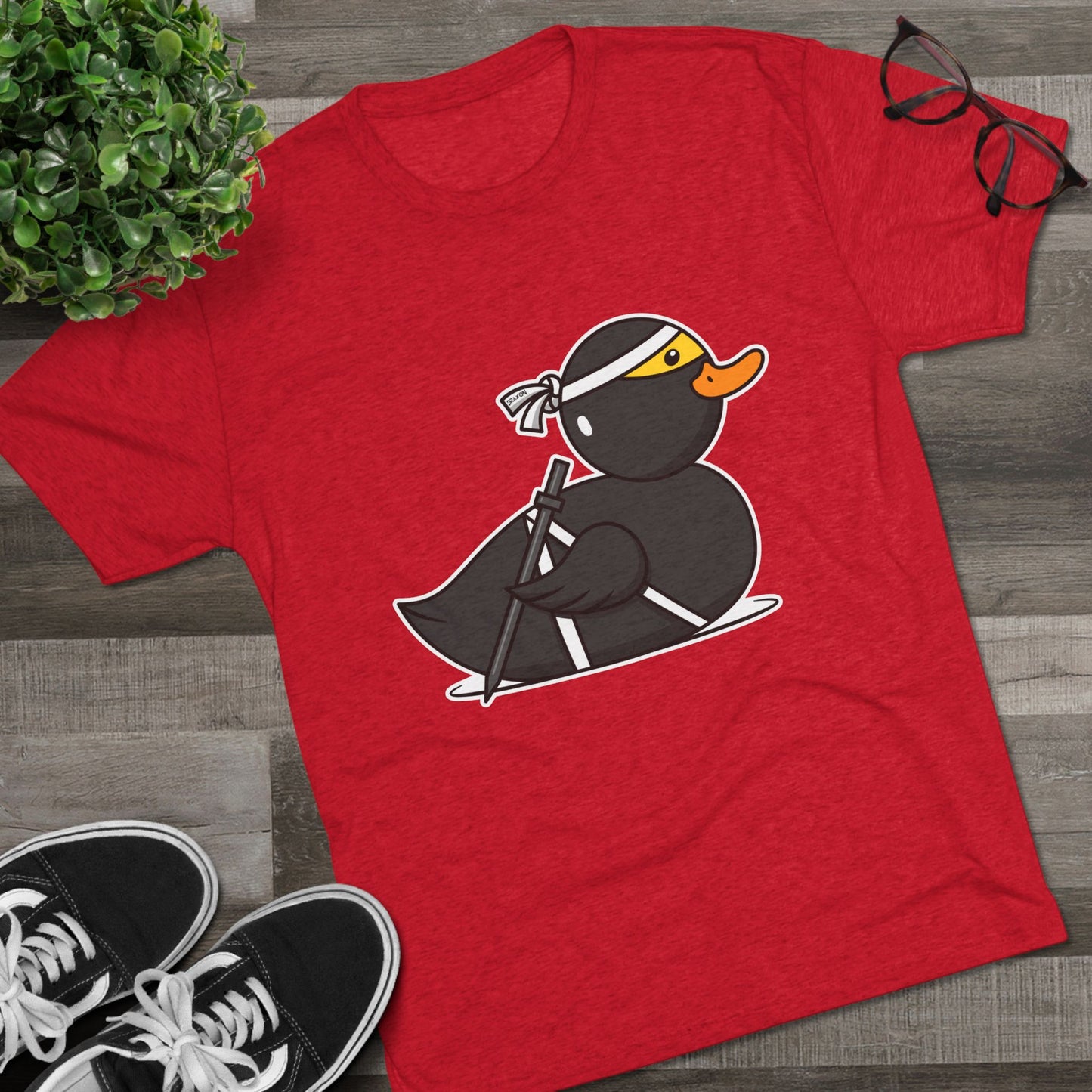 Unisex Tri-Blend Crew Tee (Ninja Duck)